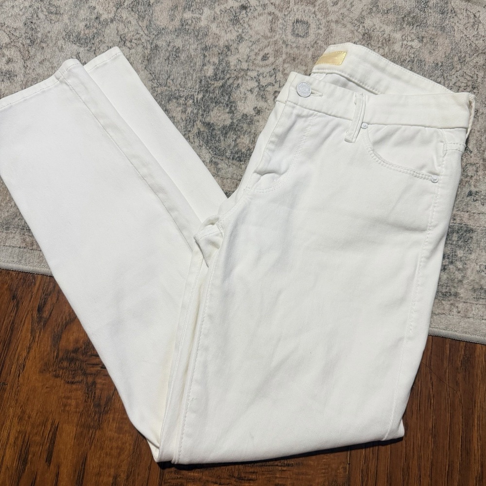 Mother Jeans Women 26 White Skinny Stretch Denim 5 Pocket The Looker Crop Jeans